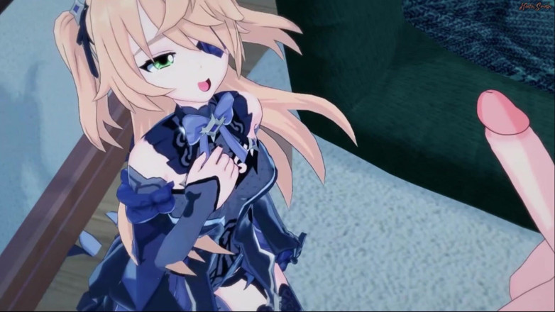 Hentai Smash: Fischl memberikan blowjob sebelum dikongkek - hentai impak Genshin