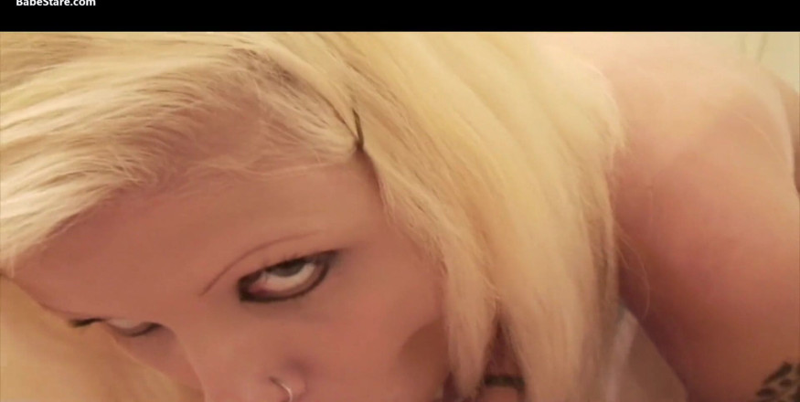 Babe Stare: Blonde girl Satine blows a big cock