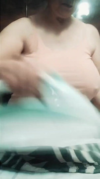 Stepmom While Ironing Shows off Her Big Natural Tits