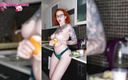 Katty Grray: Tattooed teen rubs big boobs with yogurt - closeup