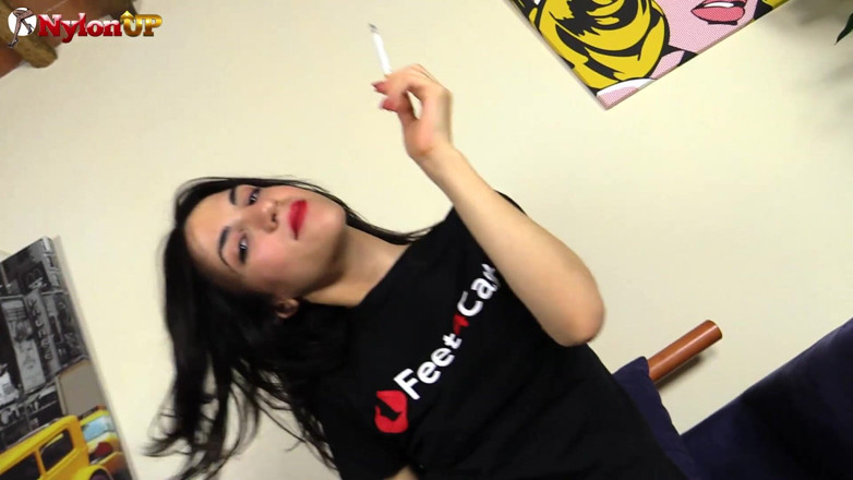 FootFetish Girls With Sex Toys and Nylons: Solo brunette wearing bodystockings masturbating with a dildo