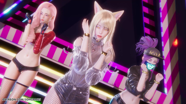 3D-Hentai Games: Mmd Babymonster - Batter up Ahri Evelynn Akali Sexy Striptease League...