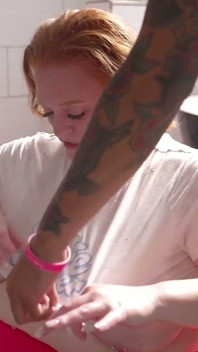 BBW Julie Ginger Fluffs for a BBC Gangbang in a Sloppy Blowbang