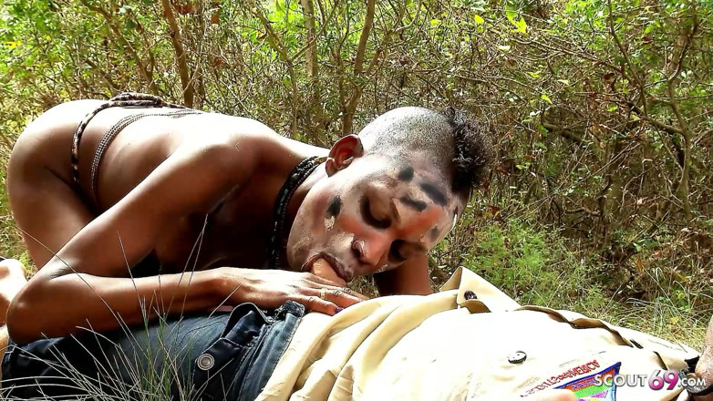Full porn collection: African ebony teen Bianka fucked in the forest by hunter