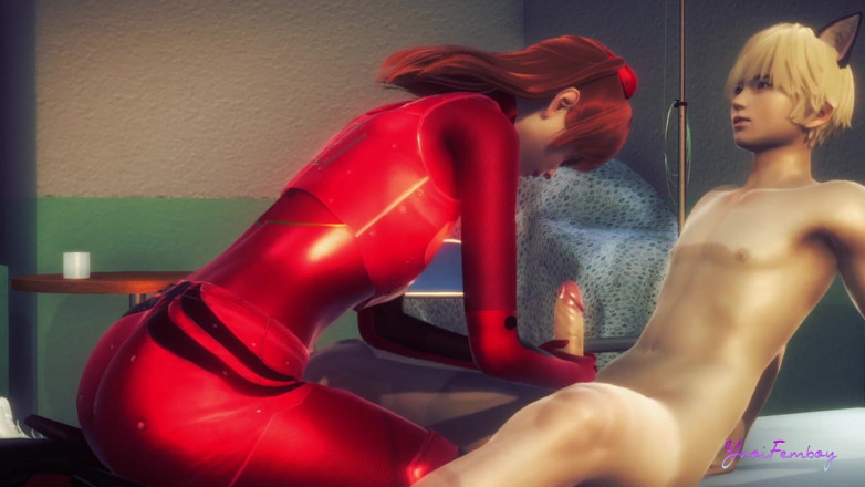 Yaoitube: Evangelion Asuka - Adakah Asuka Femboy Bersedia Untuk Menelan Semua Air...