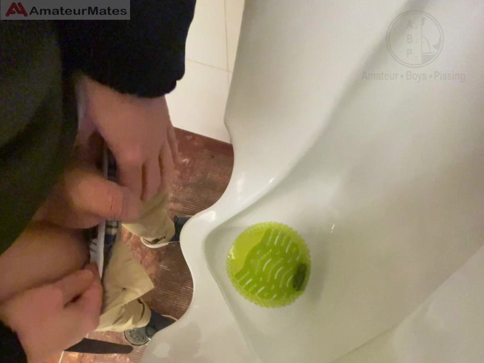 AmateurBoysPissing: Amateur Redhead Guy Caught Pissing in a Public Toilet's Urinal -...