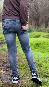 I try to free myself from my pants, she strips naked and runs away