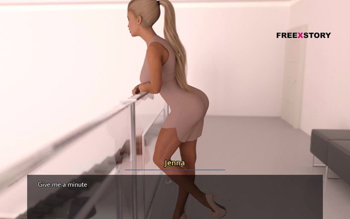 3D cartoon porn: Visuri de dorință - Alex o urmărește pe Jenna în timp ce își...