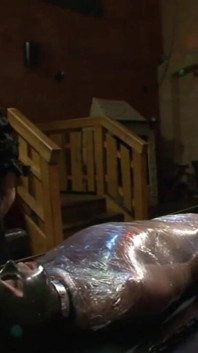 Bondage wrapped in foil humiliating