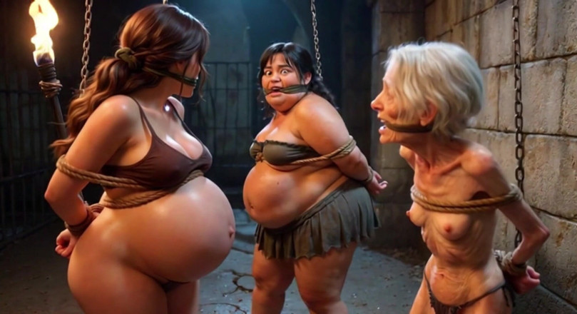 YOUR BEST FANTASY: Schwaches trio: Schwangere, sSBBW und oma in bondagezelle gefesselt