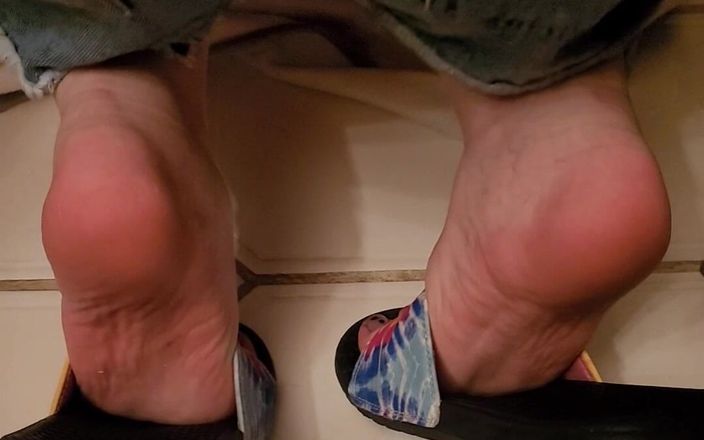 On cloud 69: Soles of My Feet in Flip Flops While Getting the...