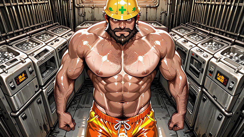 Erotic Man: Ai Charaktere mit Muskeln, hemdlos