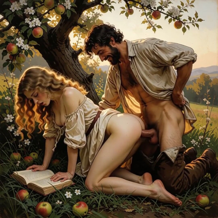 My night collection: She Kept Reading Under the Apple Tree While He Finished...