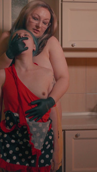 Kitchen Domination Hand Over Mouth - Stepmom Lifts Tiny Stepdaughter After Using Her