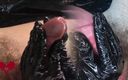 Close Up Extreme: The Mistress in Latex Gloves Massages the Sperm Out of...