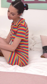 My18teens - Skinny Girl Shania Fingering Her Pussy in the Bedroom