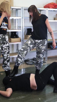 Military Girls Enjoy Humiliating Their Sock Slave