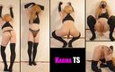 Karma TS: Super hot KarmaTS dances striptease in sportswear, oiled body and...