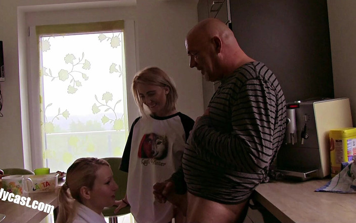 Girlycast: Lia, Alex &amp; Stepfather - Cum Trash Can &amp; Handjob