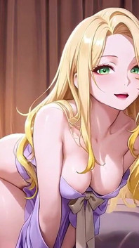 Blonde Boss in a Wet Purple Robe! Languidly Switching Between the Japanese Garden and Her Private Bedroom