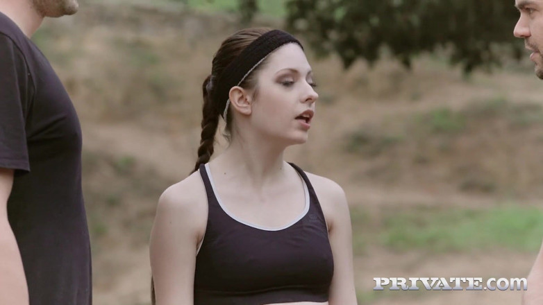 Private.com: Rebecca Volpetti gives two young hung studs a wild workout!