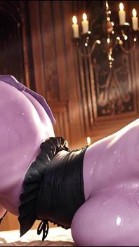 Busty Purple Sugar Mommy in Corset and Stockings Rides Hard in Candlelit Mansion - Masked Redhead Gets What She Wants