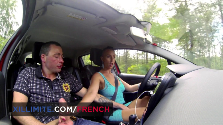 French girls at work: Anal break during a driving lesson