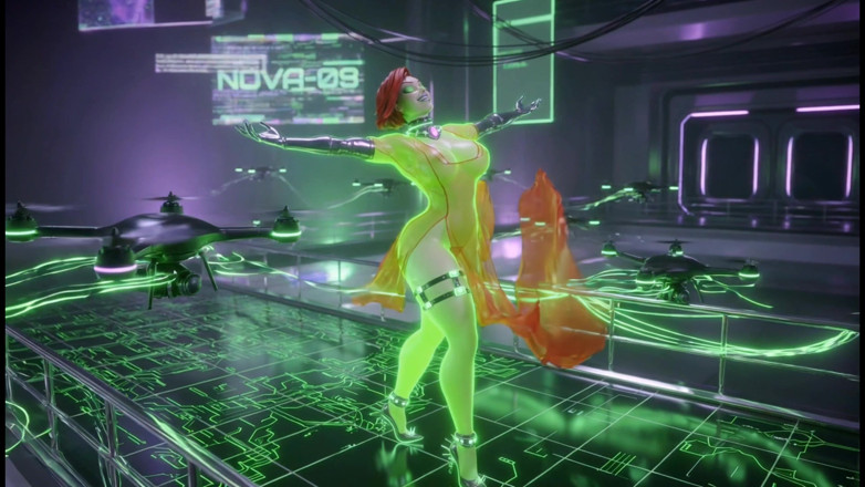 Stories&Anime: Cyber Catwalk - Nova in See-through Red Lingerie &amp; Futuristic Tease