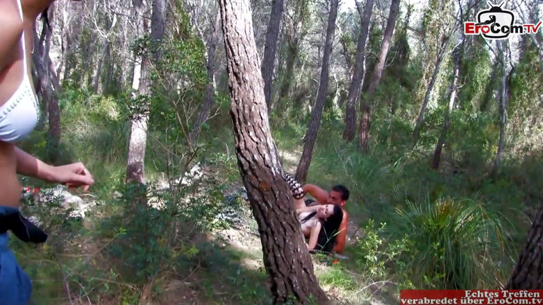 EroCom: Wild threesome with analsex in the woods with a skinny...
