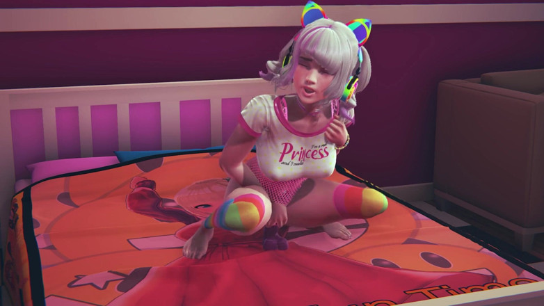 Waifu club 3D: Gamer girl riding dildo after watching hentai