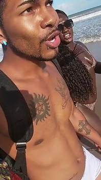 Black Couple Going Out for a Sexual Adventure on the Nude Beach