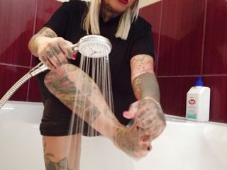 Fetish Videos By Alex: Tattooed blonde MILF washes her feet