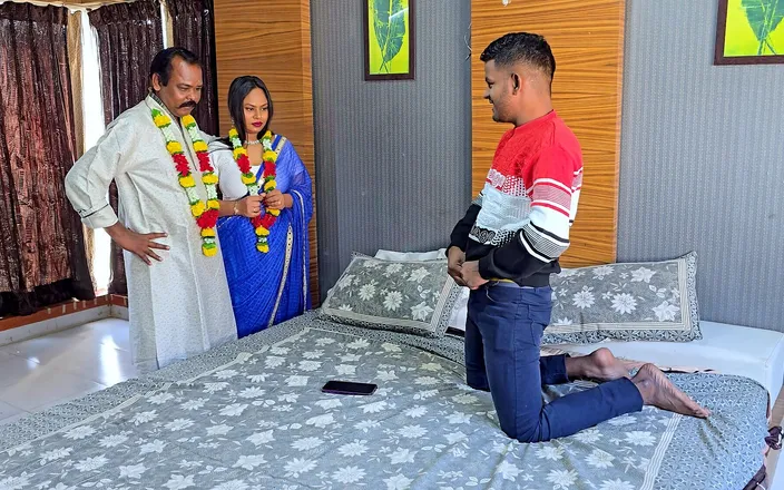 harry1: Indian Real Sex, Husband &amp; Wife &amp; Stepson, Threesome Hardcore Sex MILF...