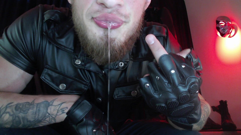 Hunky time: Leather Dominant Feeds with Saliva and a Foot