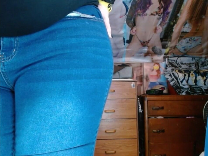 CosmicJones88: Fat Sissy with Tits Wearing and Stripping Out Them Tight...