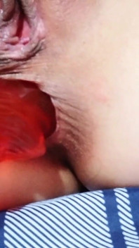 Slim Latina and Her Tits Enjoying Her Red Dildo in All Her Holes part 2