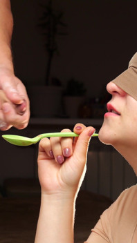 Spoon of cum for loved lips.