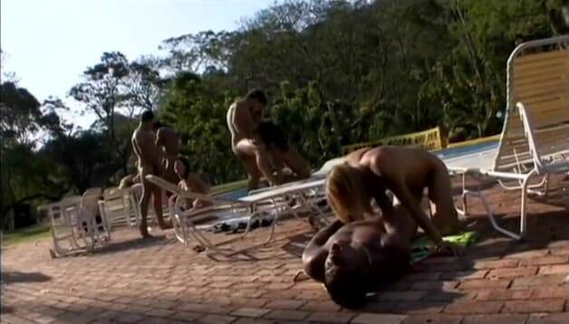 Group Bang: Gorgeous Latina Get Ass Fucked at a Pool Party