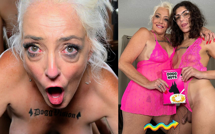 Dogg Vision TS: Lange pik tgirl creampie rijpe kontgaatje