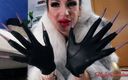 Kinky Domina Christine queen of nails: Perfect Leather Gloves on Goddess in Fur