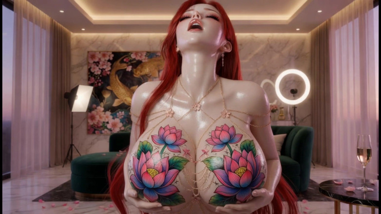 Stories&Anime: Massive Tits &amp; Belly Tattoo Tease - Busty Mature Slut Slow Seduction 3D...