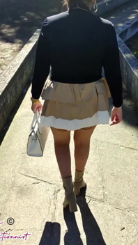 Outdoor Mini Skirt No Pantie with Anal Plug
