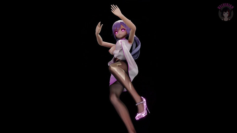Velvixian: Impak Genshin. Tarian dalam pantyhose seksi dan sudut kamera bawah