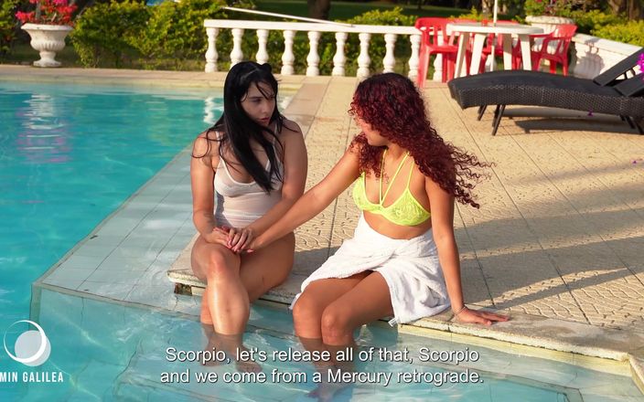 Min Galilea: Two lesbians in a pool wearing bikinis fuck hardcore - black...