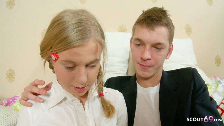 Full porn collection: Candid blonde skinny teen learns with her step brother and...