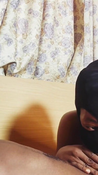 Cumshot in Her Mouth While She Sucks on His Big Black Cock