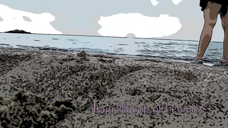 Inga lillypop girl comics: La tua sorellastra si masturba sulla spiaggia