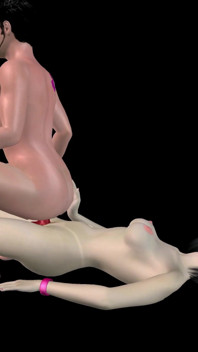 Animated 3D Porn - Asian Man Riding Strap on in Ass by Beautiful Girl