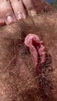 Nude Sunbathing Outside and Showing My Hairy Pussy