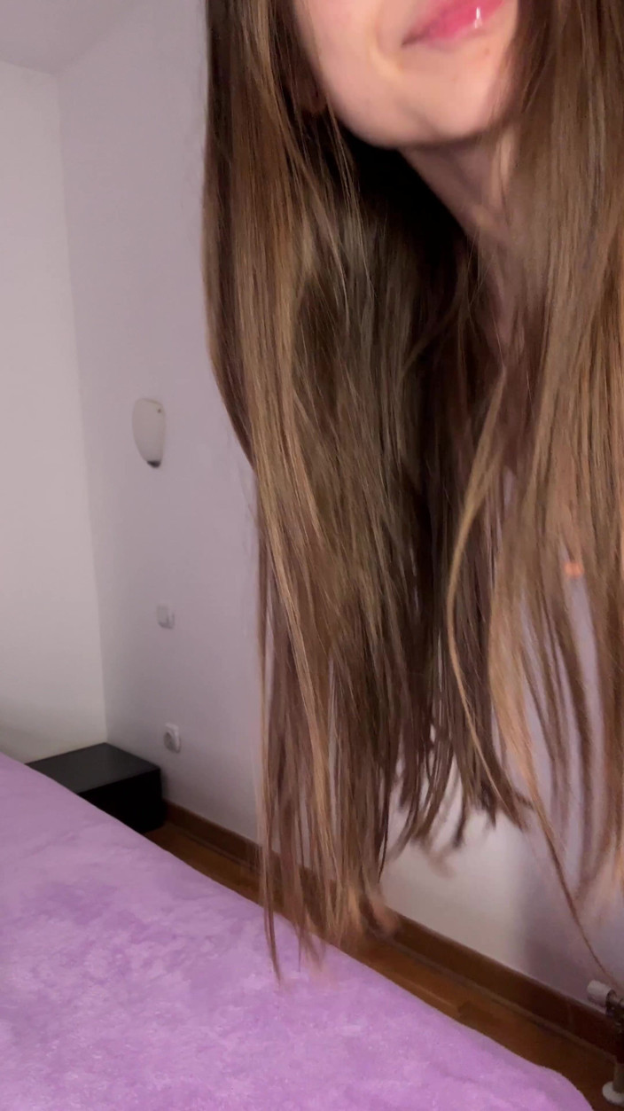 Liza Loveness: A Teen Girl in High Heels Is Playing with Huge...